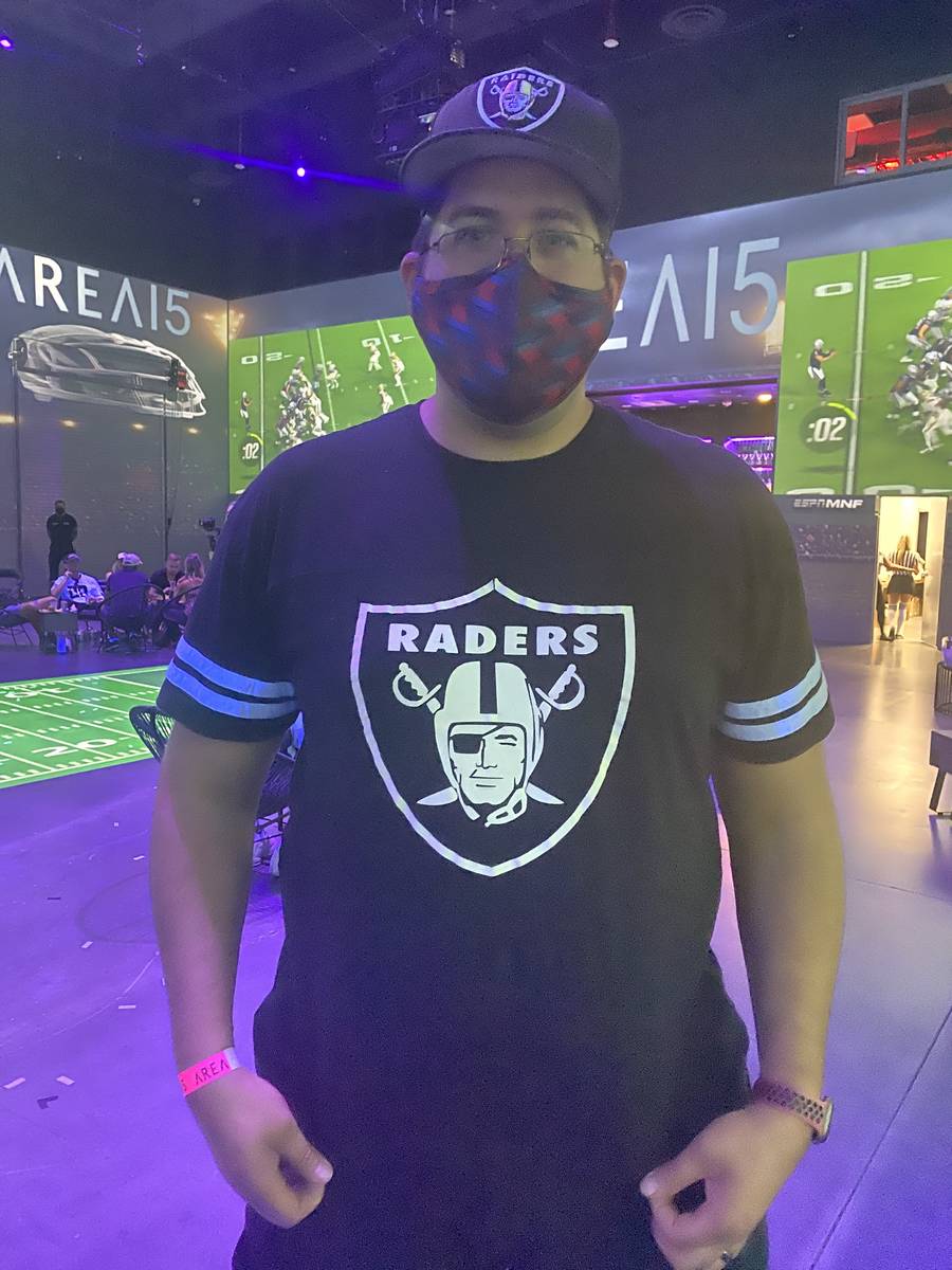 Randy Rader (his real name) of Las Vegas is shown during the Portal at Area15's Raider opening ...