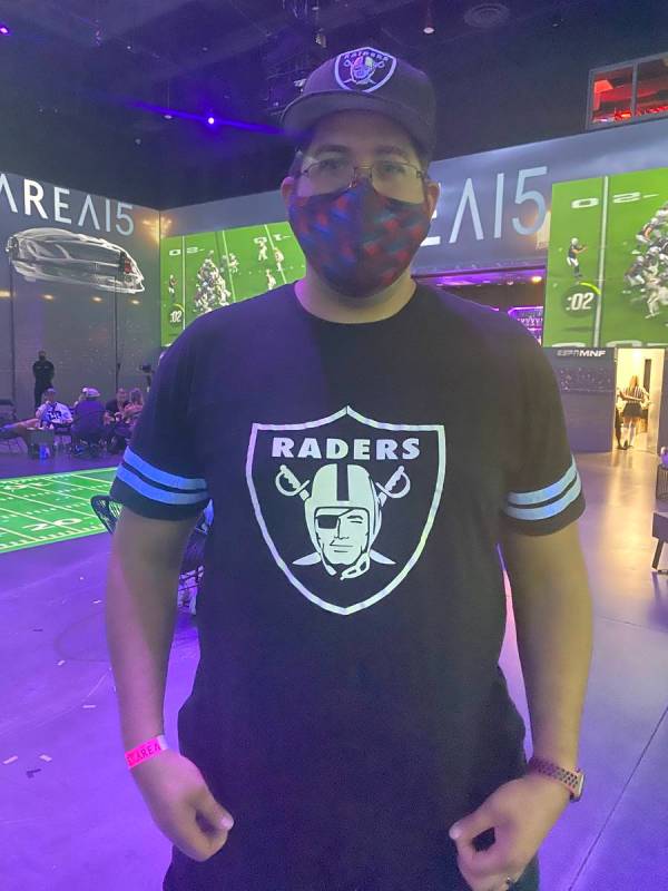 Randy Rader (his real name) of Las Vegas is shown during the Portal at Area15's Raider opening ...