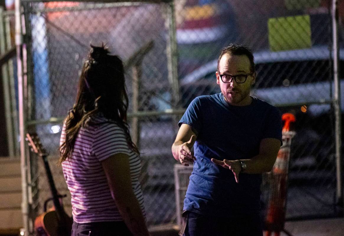 J, played by Natalie Senecal, left, and Terry, played Mike Vargovich perform during a rehearsal ...