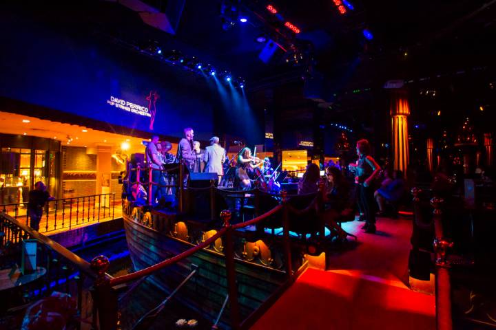 The David Perrico Pop Strings Orchestra performs at Cleopatra's Barge at Caesars Palace in Las ...