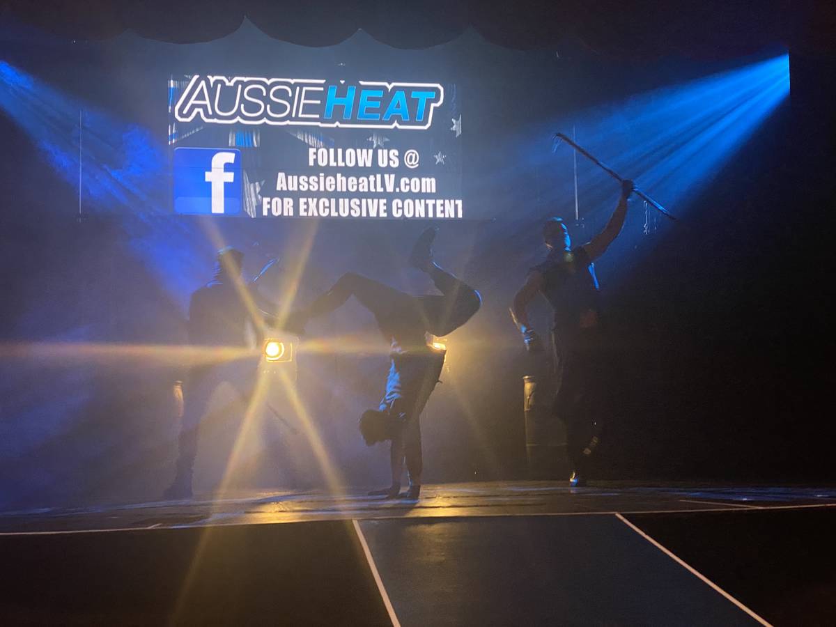 The opening scene of "Aussie Heat" male revue is shown at Mosaic On The Strip on Thursday, Oc.t ...