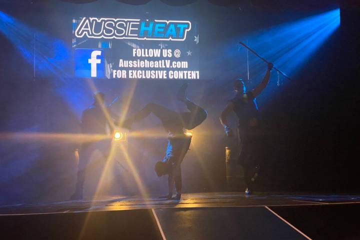 The opening scene of "Aussie Heat" male revue is shown at Mosaic On The Strip on Thursday, Oc.t ...