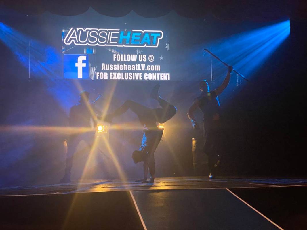 The opening scene of "Aussie Heat" male revue is shown at Mosaic On The Strip on Thursday, Oc.t ...