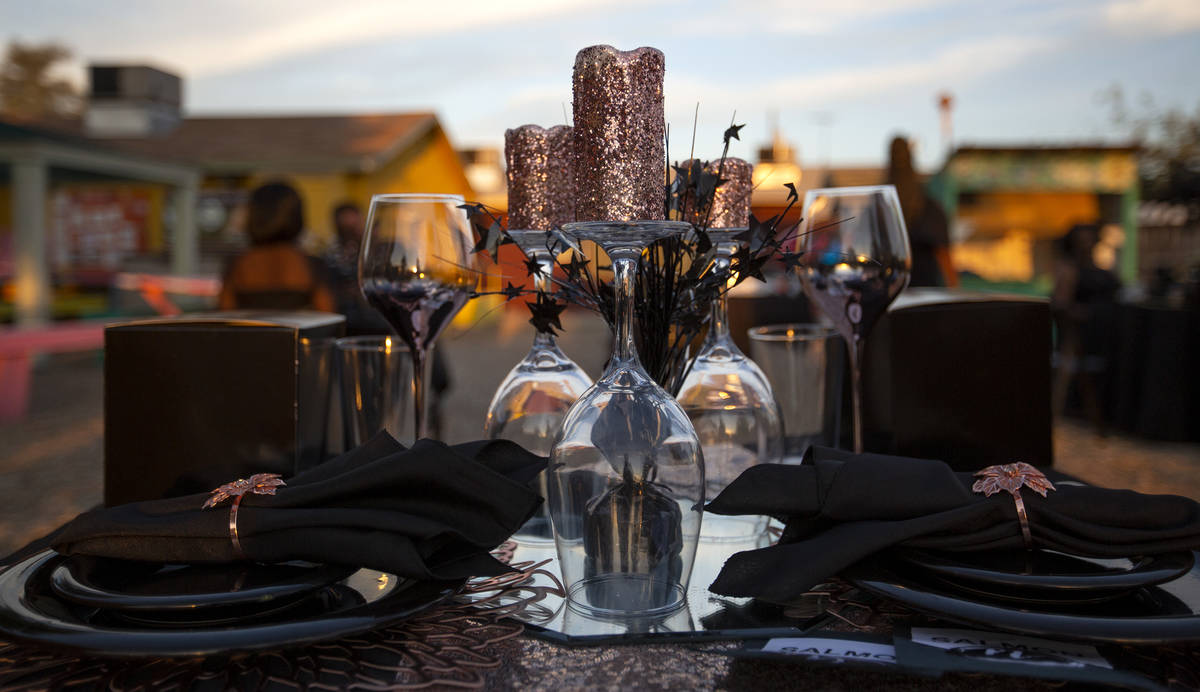 The decor at one guest's table during a Noir Culinary Experience dinner to promote Black chefs ...