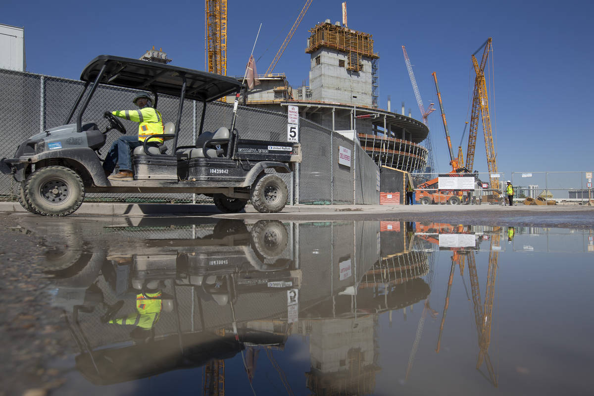 MSG Sphere Las Vegas is under construction on Wednesday, Oct. 14, 2020, in Las Vegas. (Ellen Sc ...