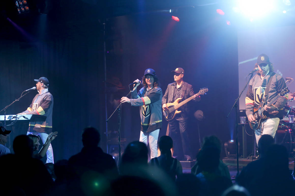Wayne Hosking as Maurice Gibb, from left, David Scott as Robin Gibb, and Michael Clift as Barry ...