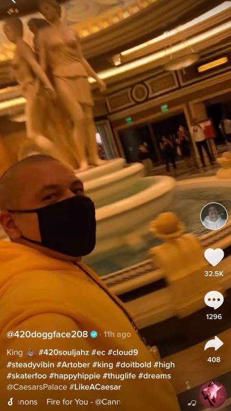 Viral TikTok phenomenon Nathan Apodaca, aka @420doggface208, is shown at Caesars Palace on the ...