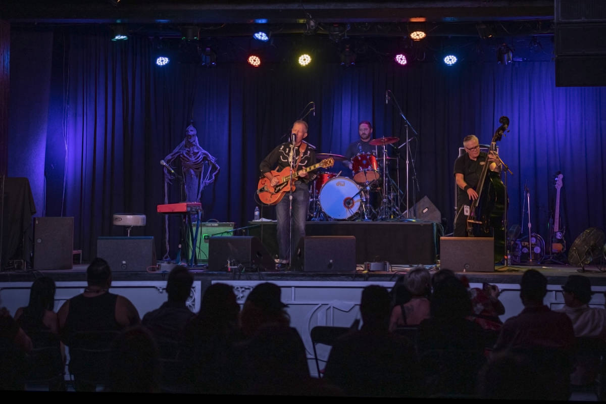 The Reverend Horton Heat preform at the Fremont Country Club on Thursday, Oct. 22, 2020, in dow ...