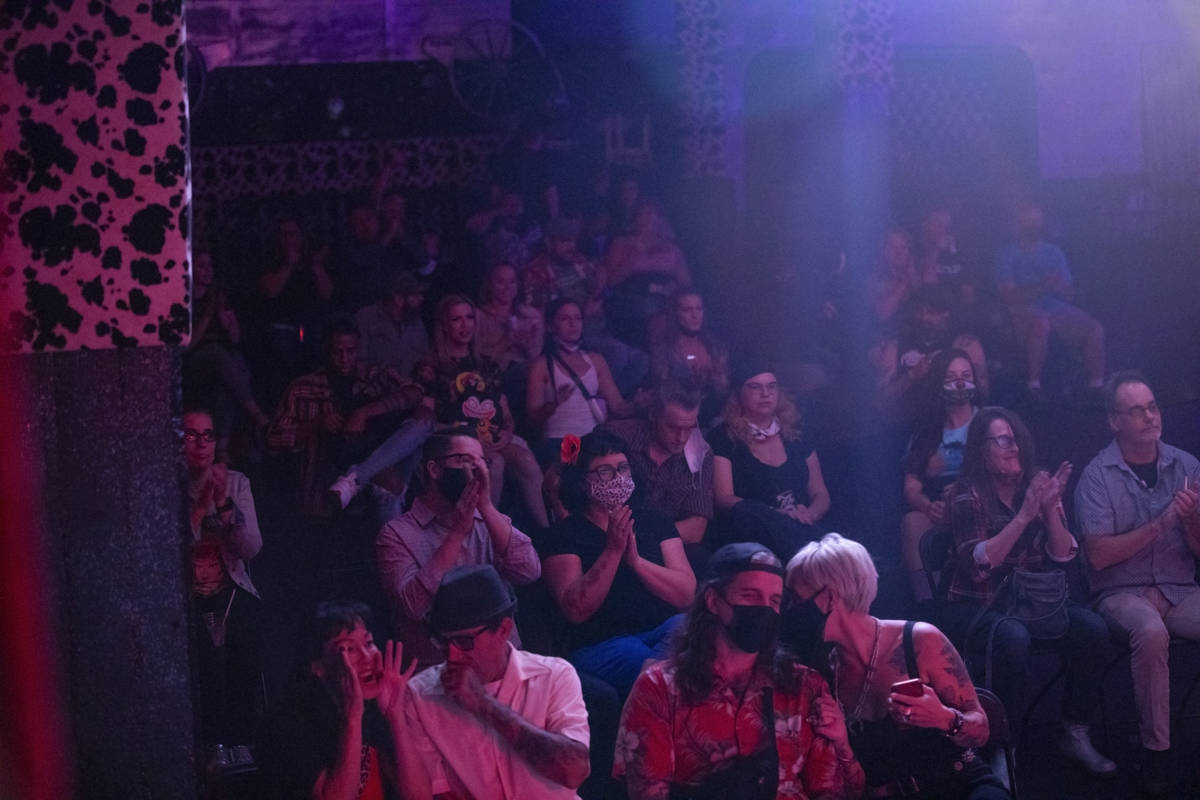 The crowd cheers for Reverend Horton Heat at the Fremont Country Club on Thursday, Oct. 22, 202 ...