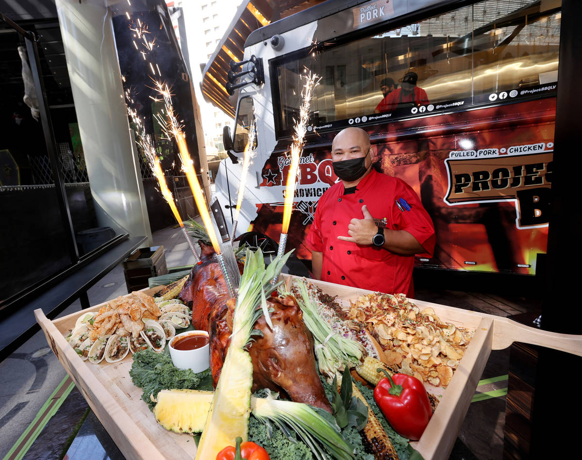Chef Rex Bernales at Project BBQ at Circa in Las Vegas during a preview of the downtown resort ...