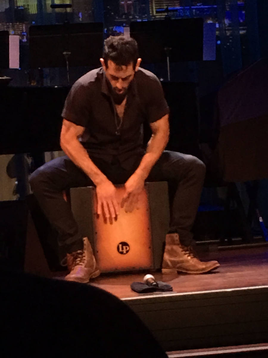 Steve Weiss plays a cajon during The Composers Showcase of Las Vegas on Wednesday, April 5, 201 ...