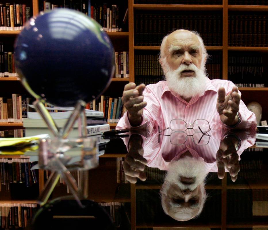 FILE - In this Friday, June 29, 2007, file photo, James Randi talks to a reporter in Fort Laude ...