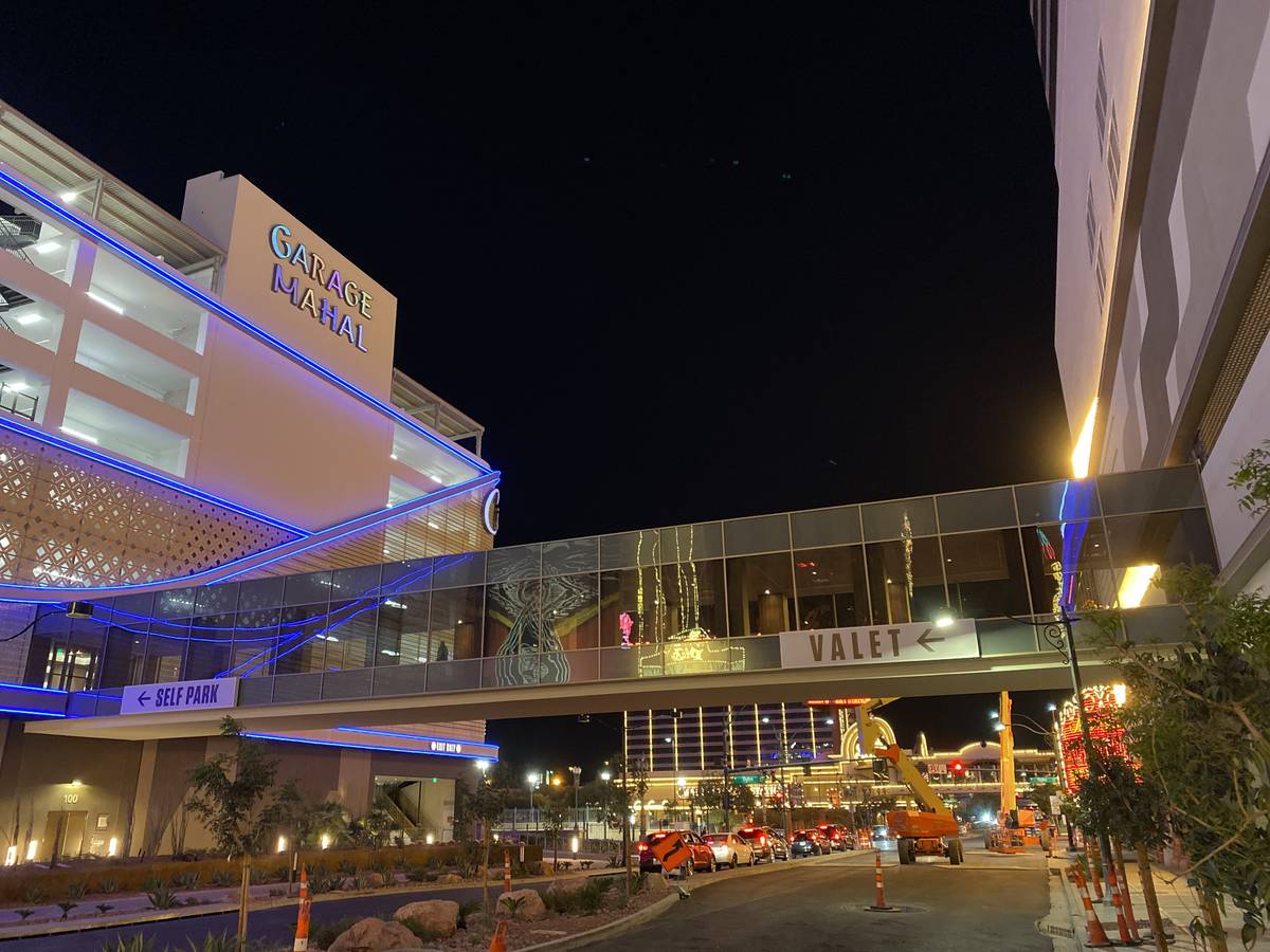The walkway between Garage Mahal and Circa is shown on Tuesday, Oct 20, 2020. (John Katsilomete ...