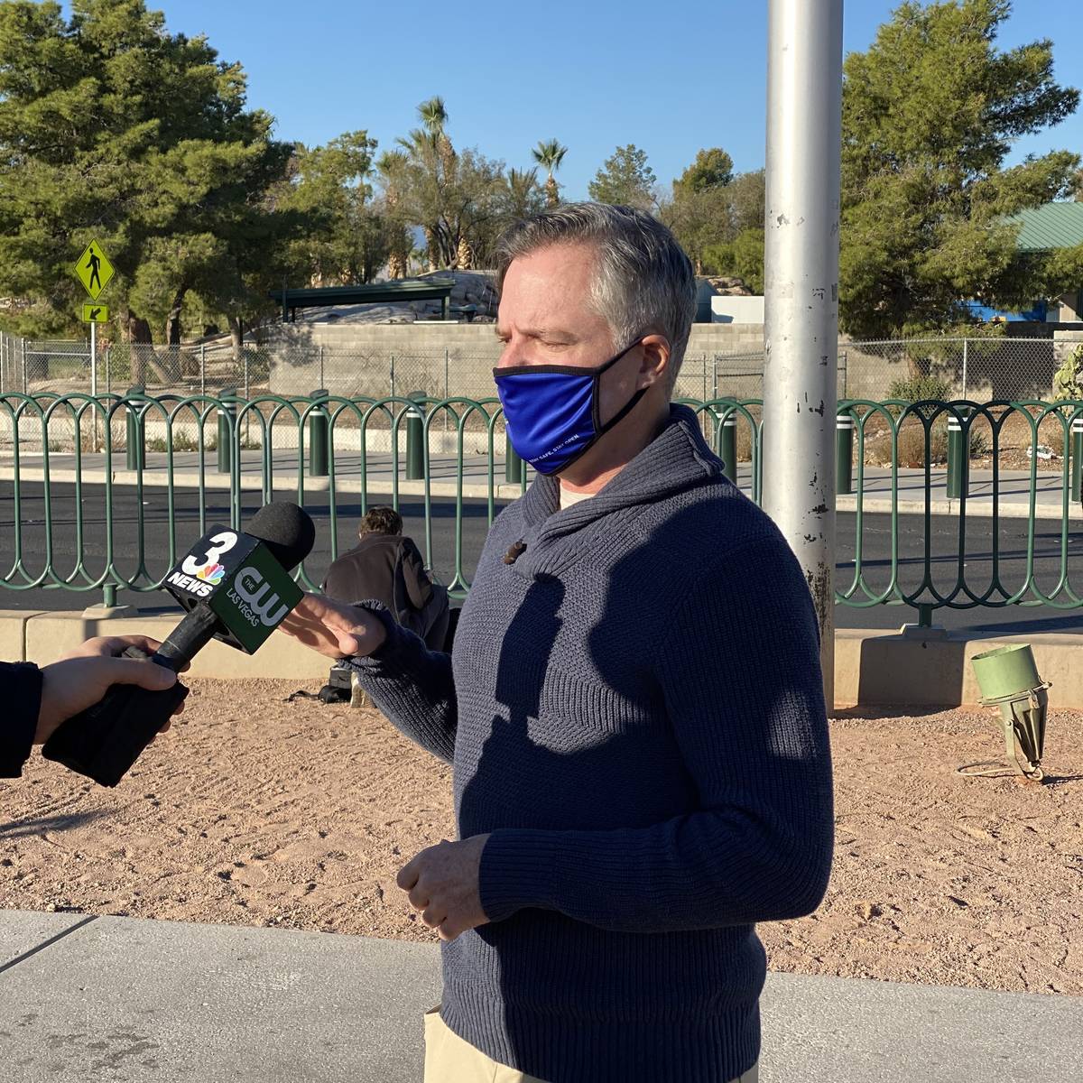 COVID-19 Task Force Chairman Jim Murren is shown at the Welcome to Fabulous Las Vegas sign duri ...