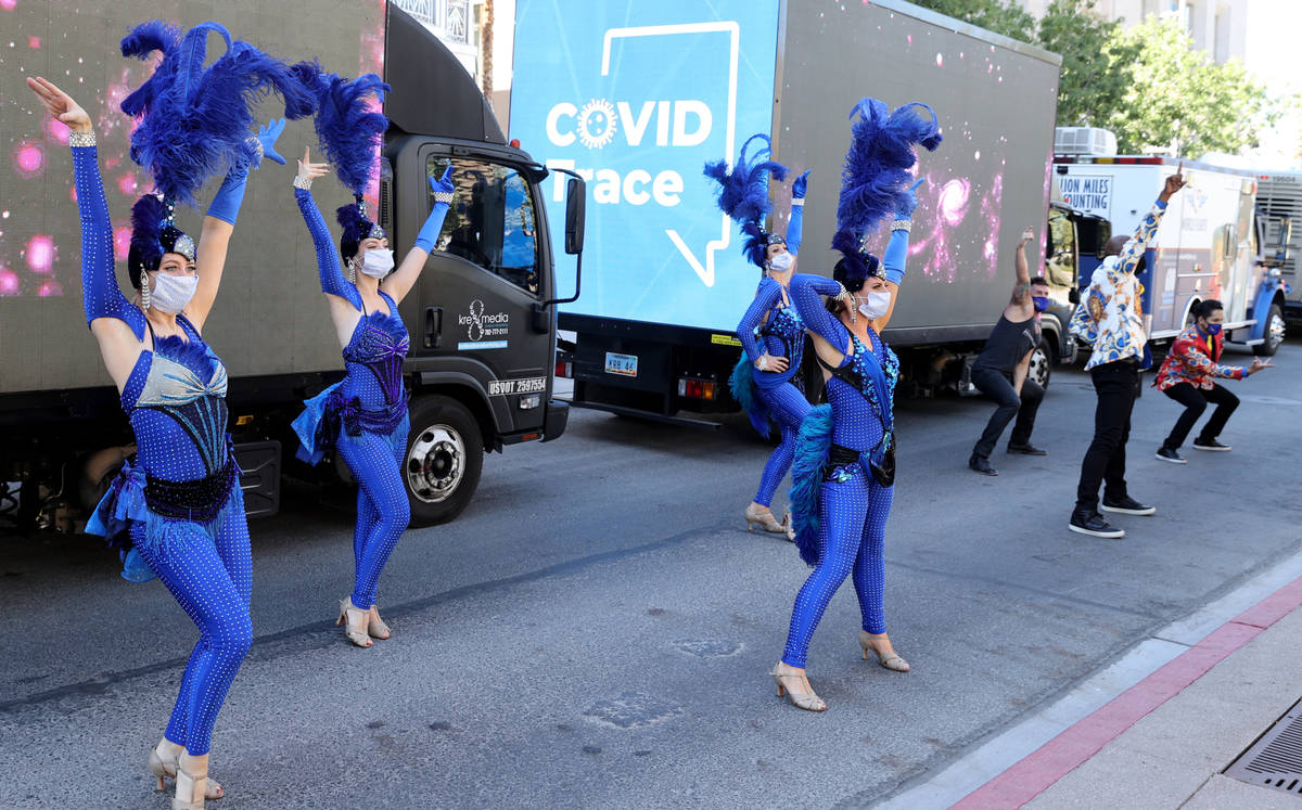 Performers, including from left, Skylar Harris, Chloe Bunce, Rebecca O'Hara and Chelsea Dee put ...