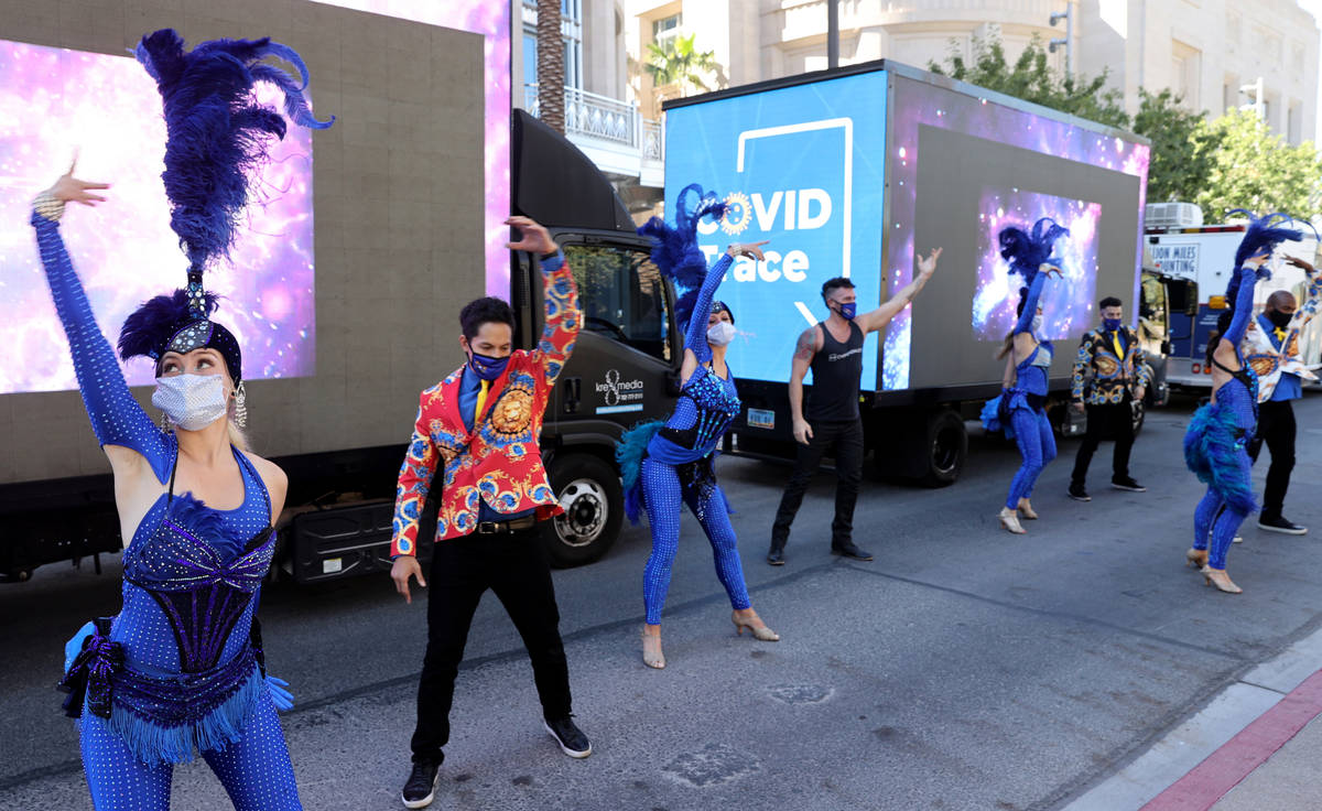 Las Vegas performers, including Chloe Bunce, left, put on a show at the The Smith Center for th ...