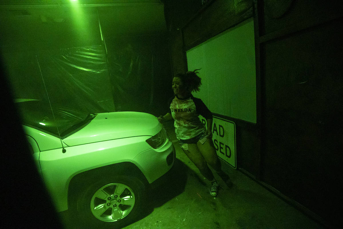 Lauren Tauber performs during the Horrorwood Video drive-in at the Majestic Repertory Theatre i ...