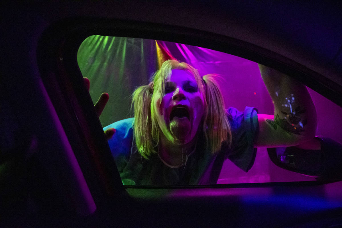 Venus Cobb performs during the Horrorwood Video drive-in at the Majestic Repertory Theatre in d ...
