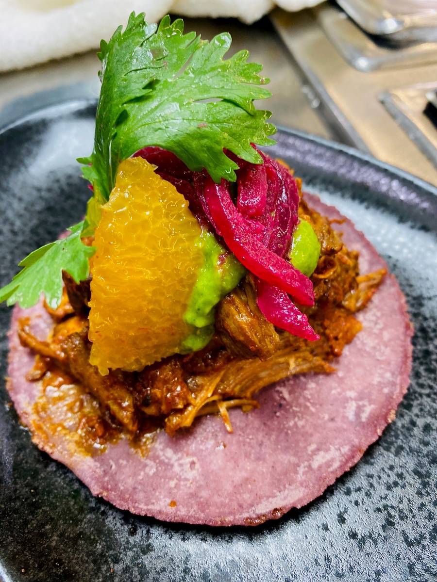The Azul (blue) version of Border Grill's Voatdita Taco (Mike Minor)