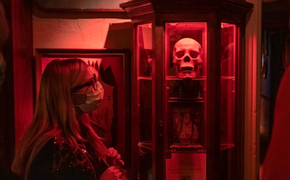 Brittany Pope, 28, of Jackson, Georgia, takes a tour of Zak Bagans' Haunted Museum on the eve o ...