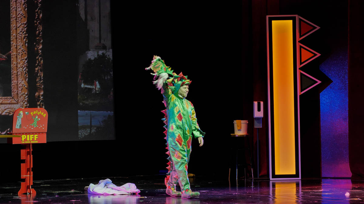 Piff The Magic Dragon (John van der Put) and chihuahua sidekick Mr. Piffles are shown in Piff's ...