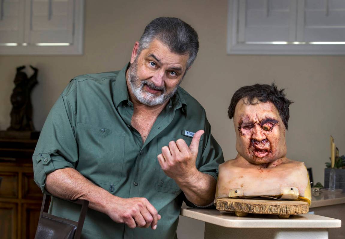 Carl Ciarfalio poses with his prop head from an iconic scene in "Casino." Ciarfalio was a stunt ...