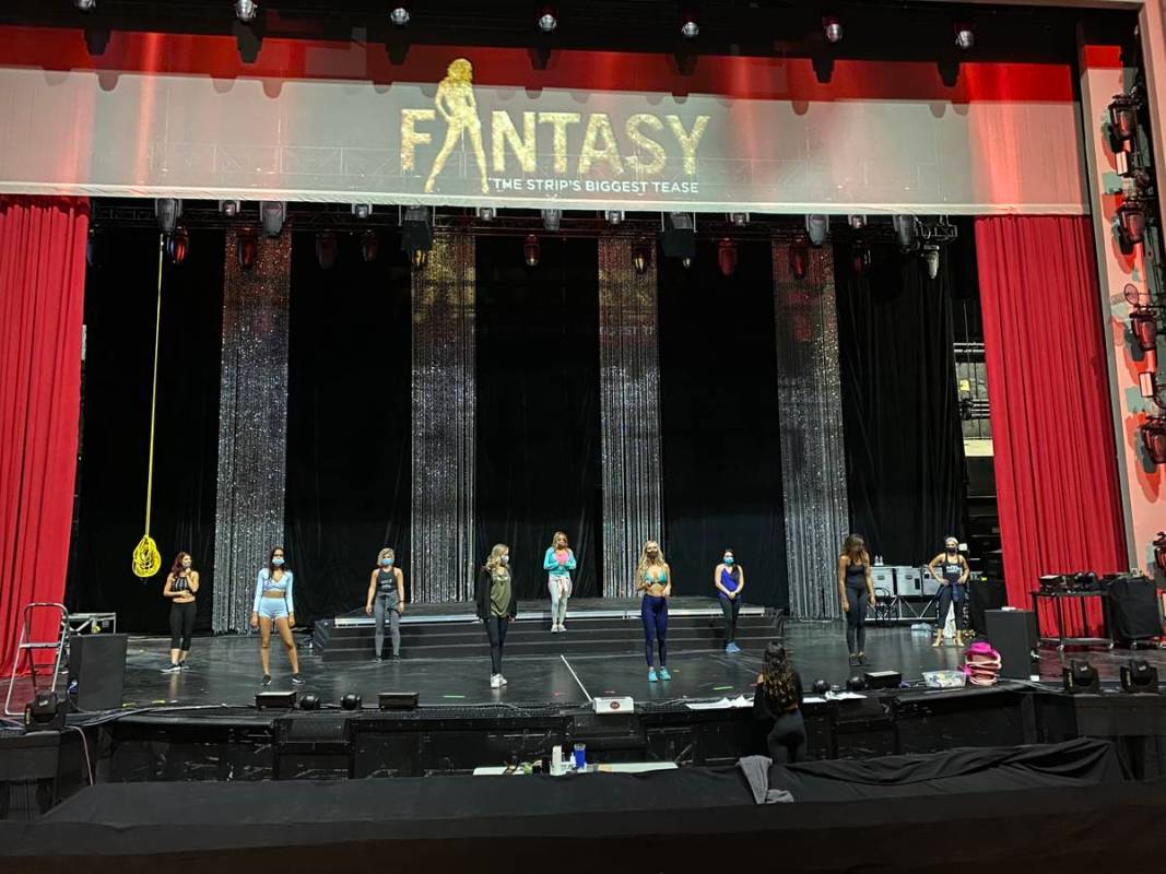 A look at a rehearsal of "Fantasy," which has moved from 350-capacity Atrium Showroom to 1,500- ...