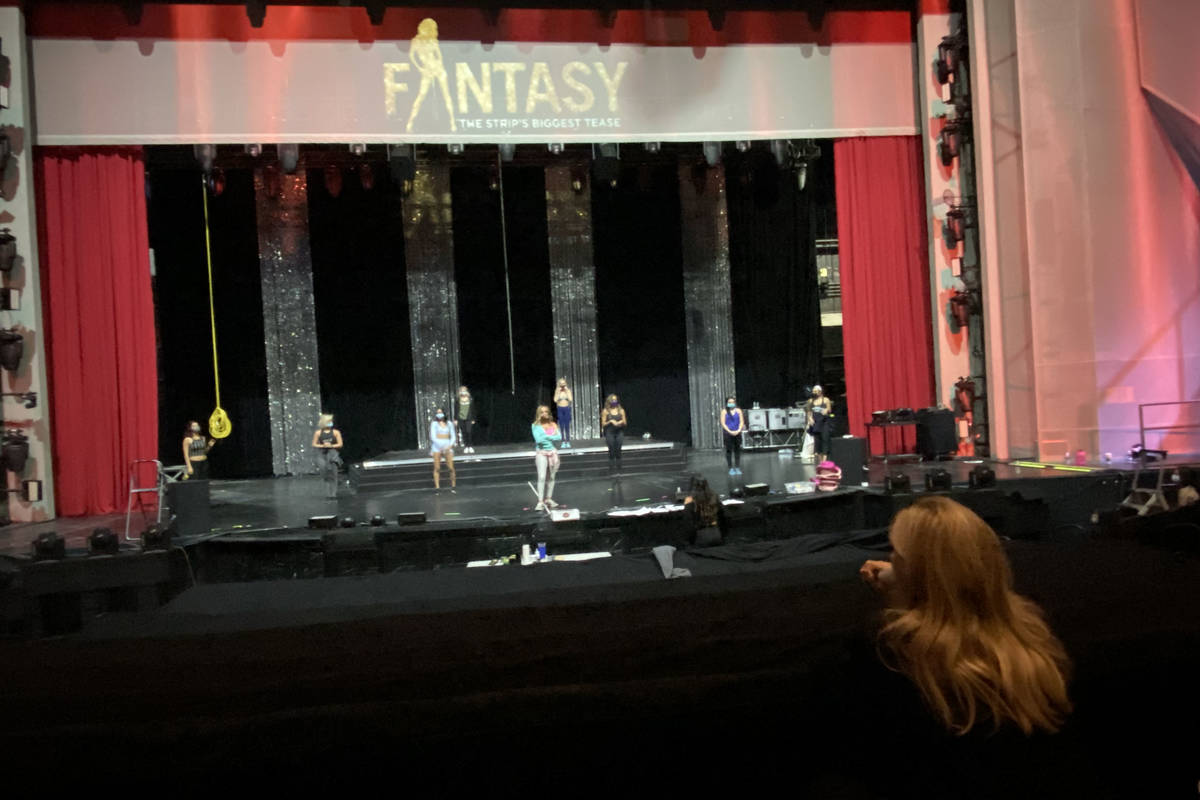 "Fantasy" producer Anita Mann directs a rehearsal of the show at Luxor Theater on Monday, Nov. ...