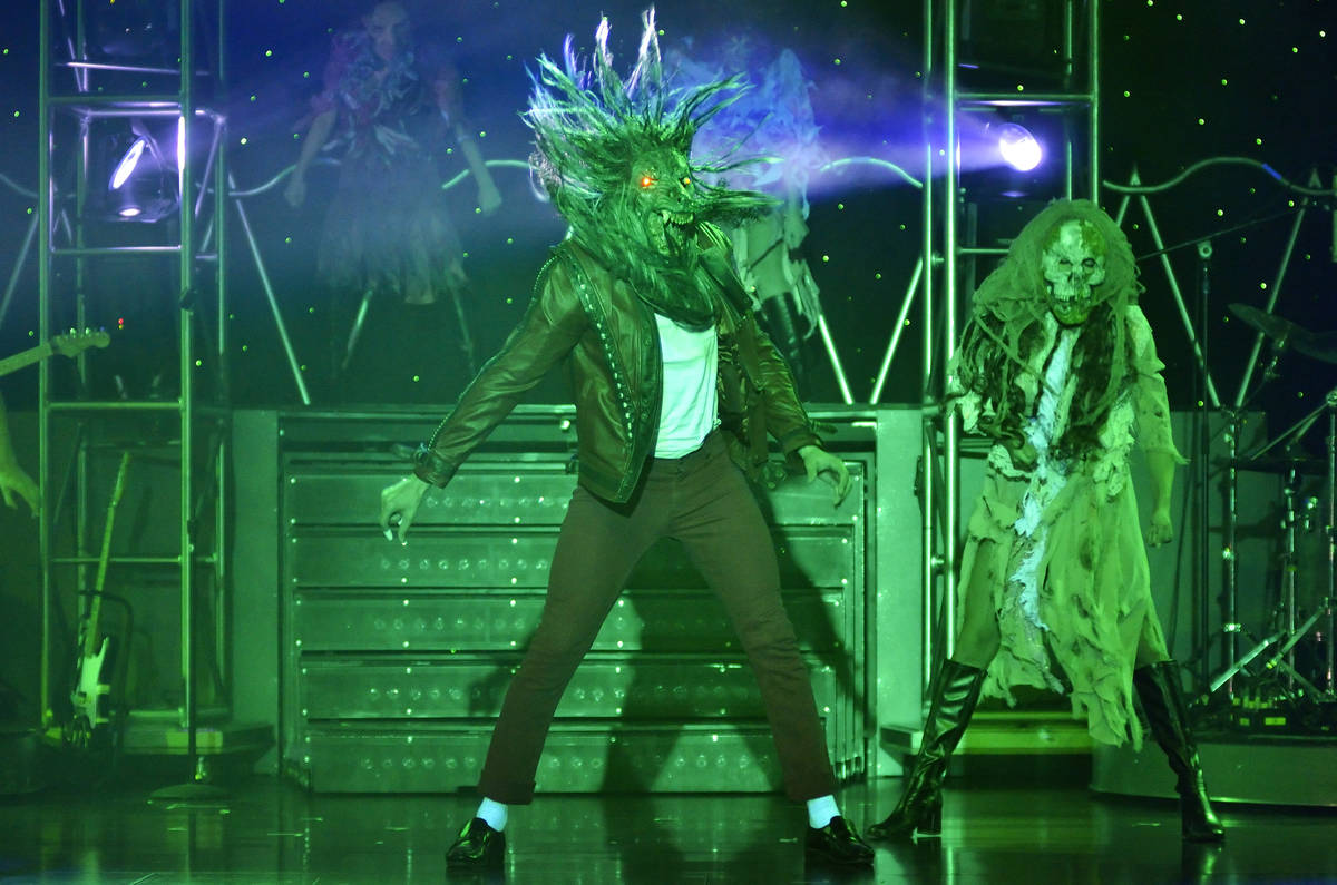 Jalles Franca performs as Michael Jackson during "MJ Live" in the showroom at the Stratosphere ...