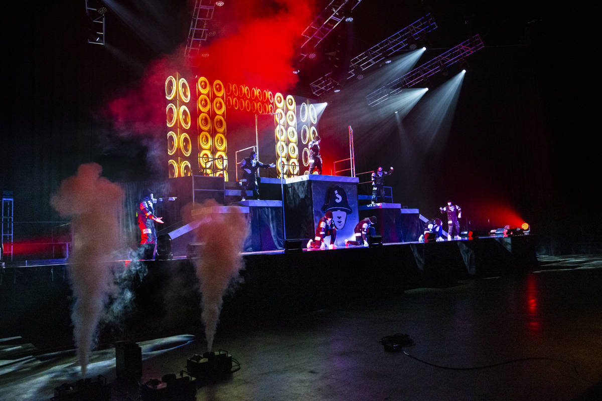 The Jabbawockeez perform in their production, "Timeless," at the MGM Grand Garden Are ...