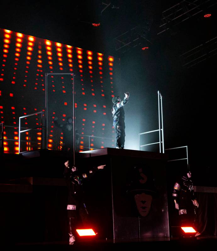 The Jabbawockeez perform in their production, "Timeless," at the MGM Grand Garden Are ...