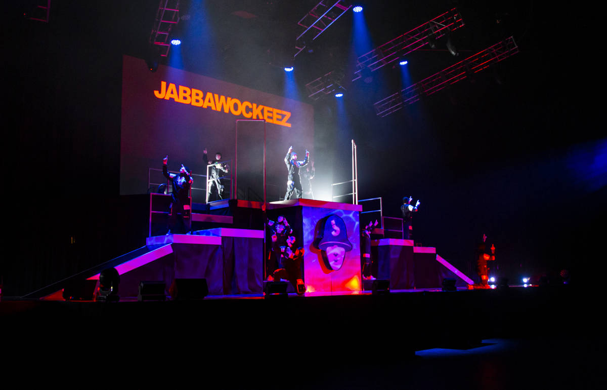 The Jabbawockeez perform in their production, "Timeless," at the MGM Grand Garden Are ...