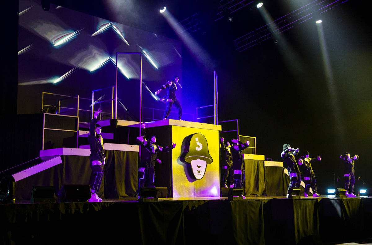 The Jabbawockeez perform in their production, "Timeless," at the MGM Grand Garden Are ...