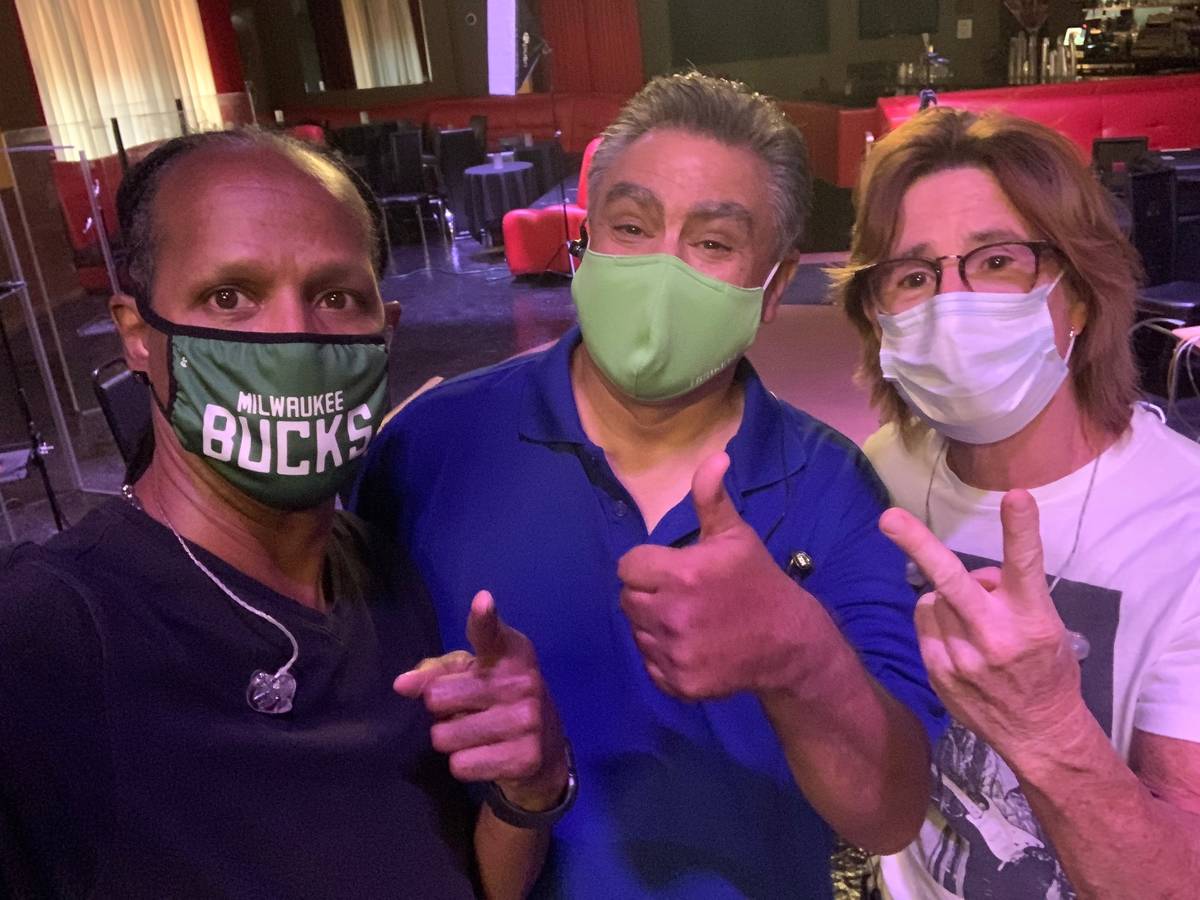 Tyriq Johnson, Lenny Lopez and Tony Davich, from left, of Santa Fe & The Fat City Horns are sho ...