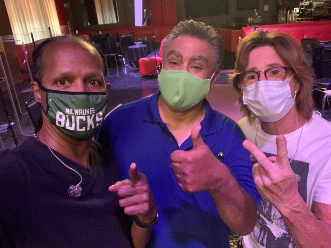Tyriq Johnson, Lenny Lopez and Tony Davich, from left, of Santa Fe & The Fat City Horns are sho ...