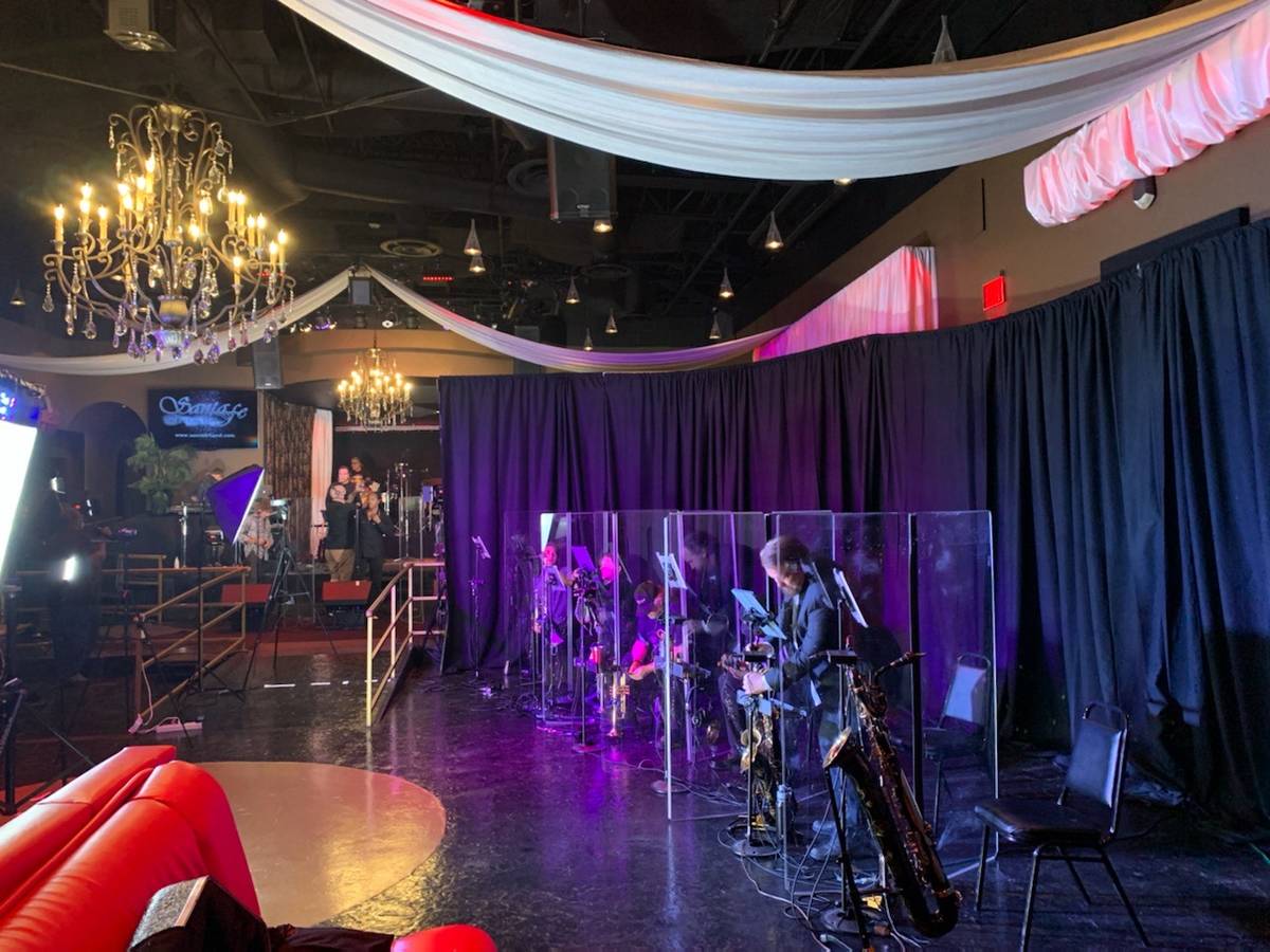 Staging for Santa Fe & The Fat City Horns is shown during a rehearsal at the Copa Room at Bootl ...