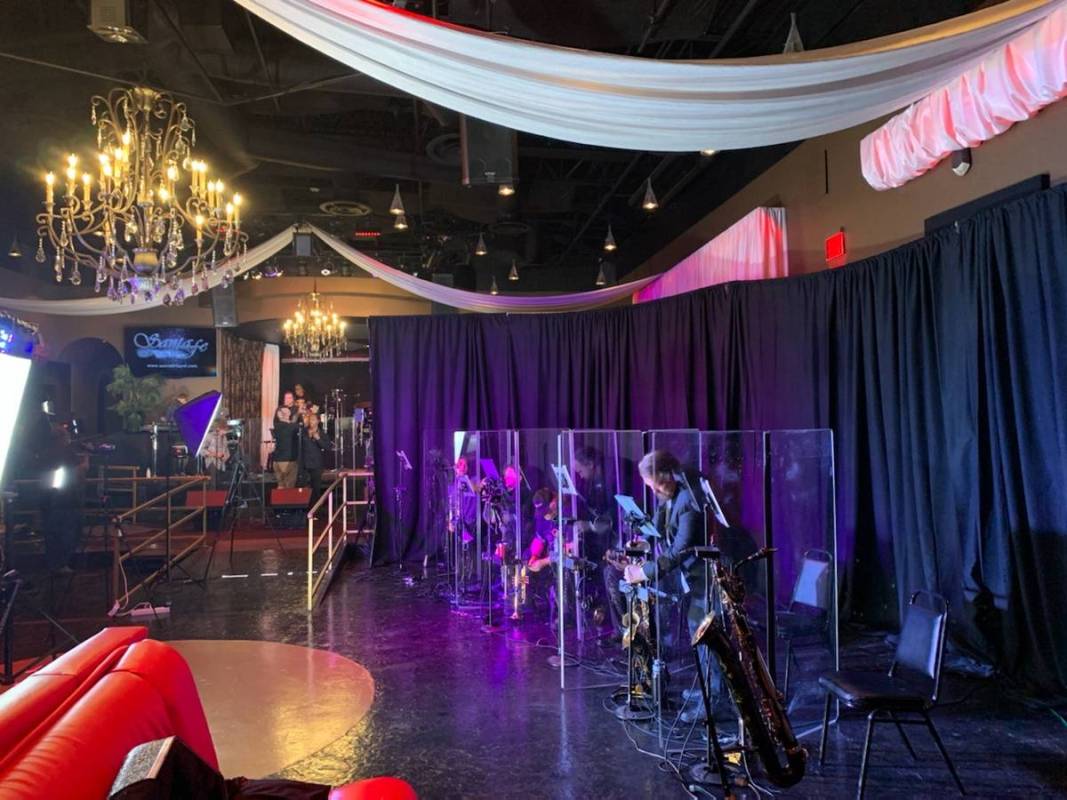 Staging for Santa Fe & The Fat City Horns is shown during a rehearsal at the Copa Room at Bootl ...