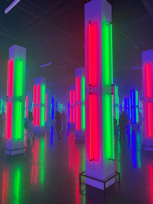 A look at the "Cluster" multi-media art installation at Museum Fiasco at Area15 on Saturday, No ...