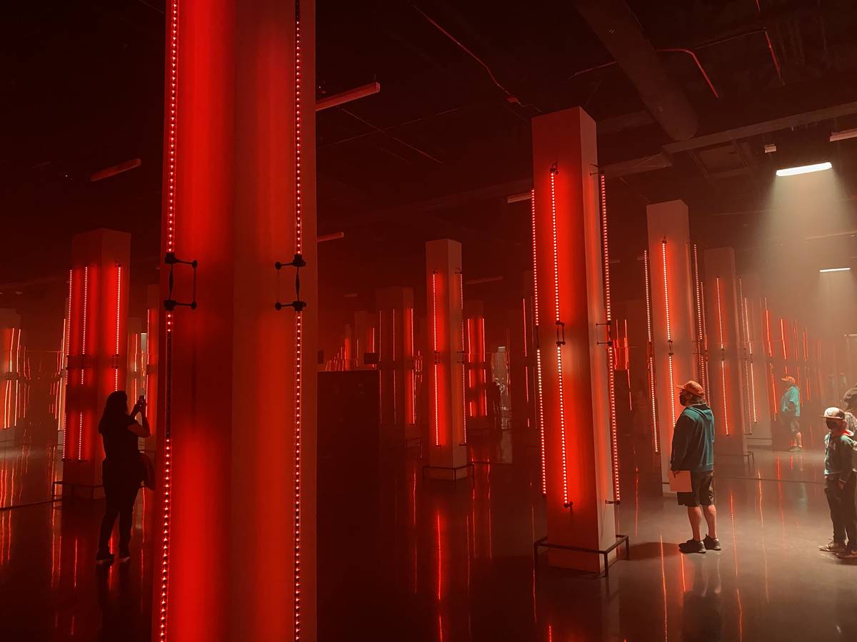 A look at the "Cluster" multi-media art installation at Museum Fiasco at Area15 on Saturday, No ...
