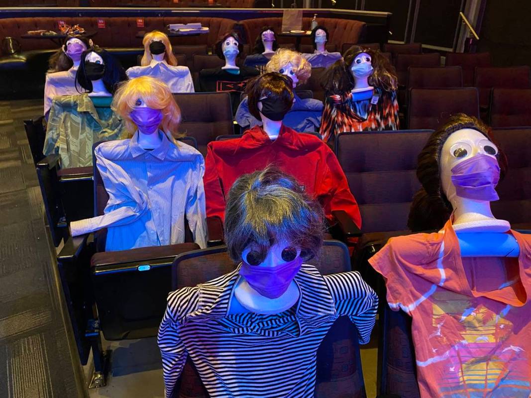 An audience of mannequin heads seated for Tape Face's show at Harrah's Showroom is shown on Sat ...