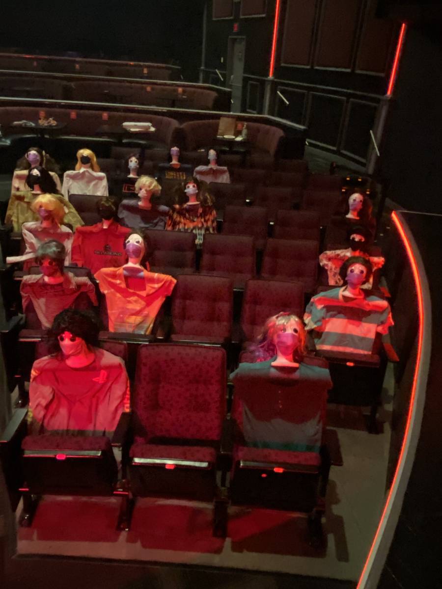 An audience of mannequin heads seated for Tape Face's show at Harrah's Showroom is shown on Sat ...