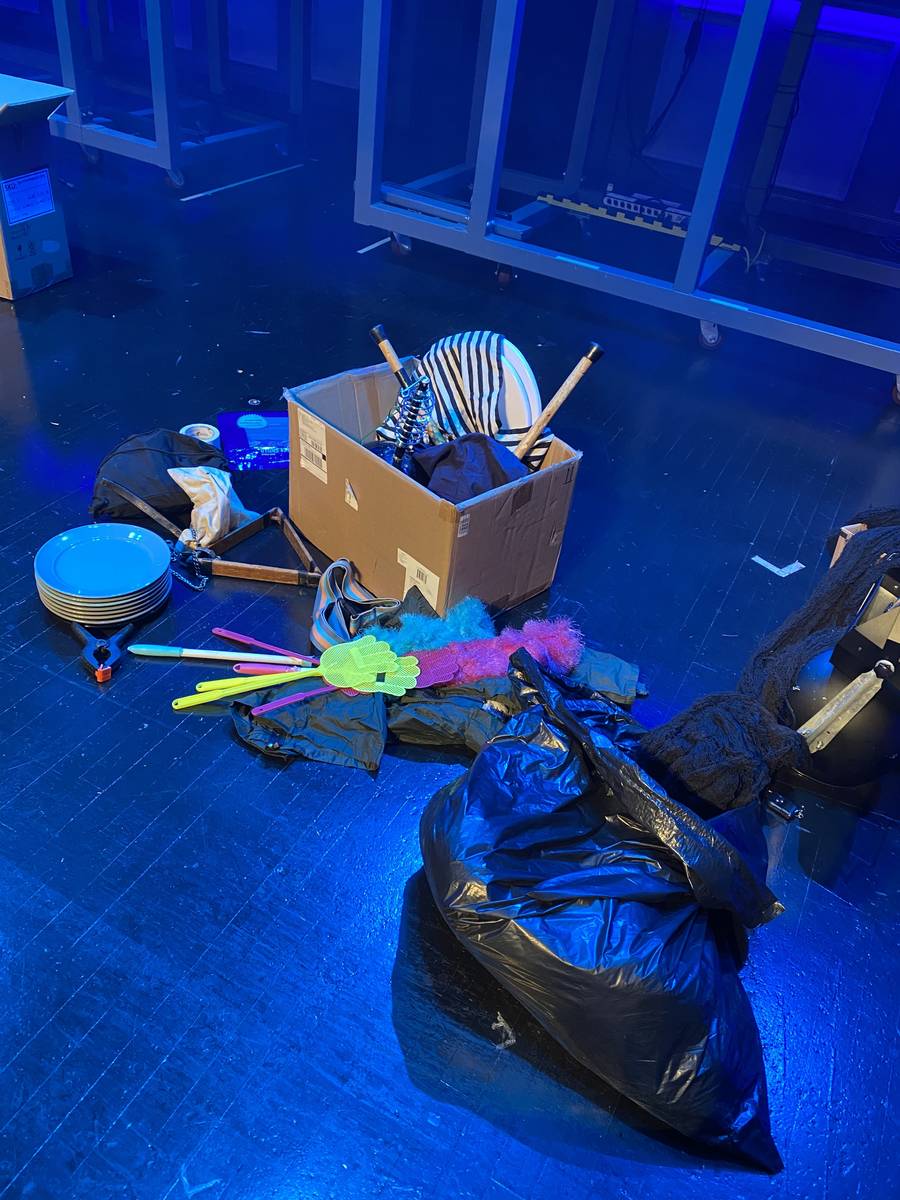 A box of Tape Face props is shown at Harrah's Showroom is shown on Saturday, Nov. 7, 2020. (Joh ...