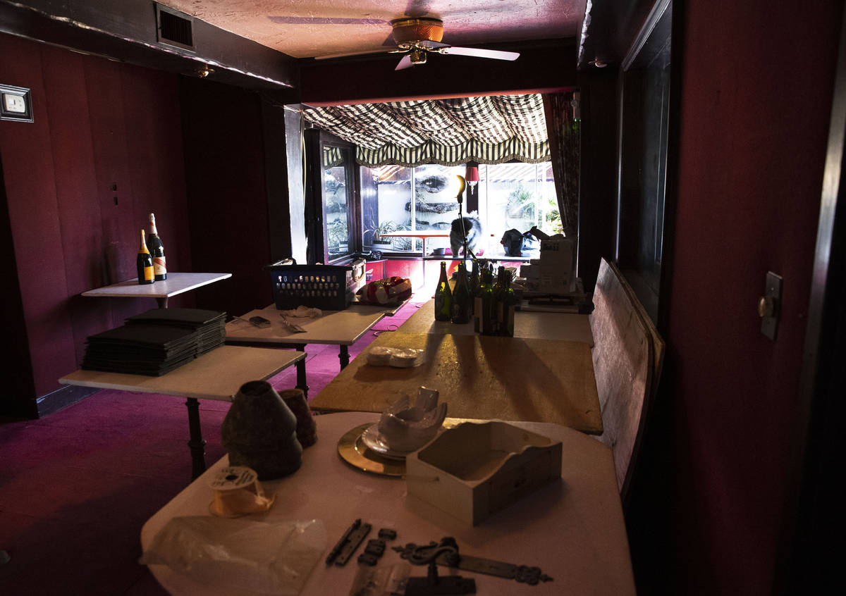 The interior of a closed Pamplemousse restaurant is seen, on Monday, Nov. 9, 2020, in Las Vegas ...
