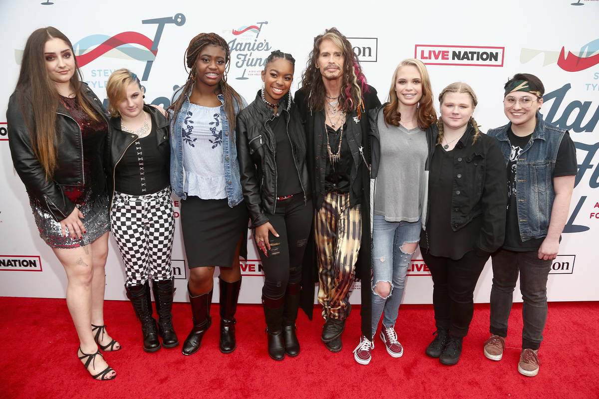 LOS ANGELES, CA - FEBRUARY 10: Steven Tyler (C) attends Steven Tyler’s Second Annual GRAMMY ...