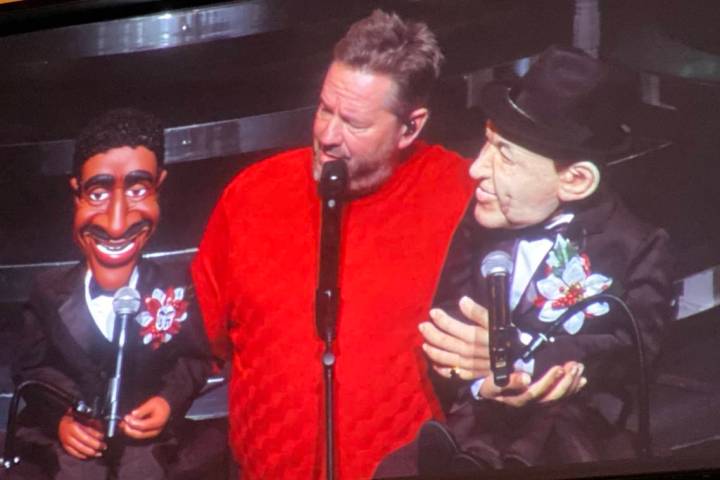 Terry Fator is shown with his Sammy Davis Jr. and Frank Sinatra figures during "A Very Terrry C ...