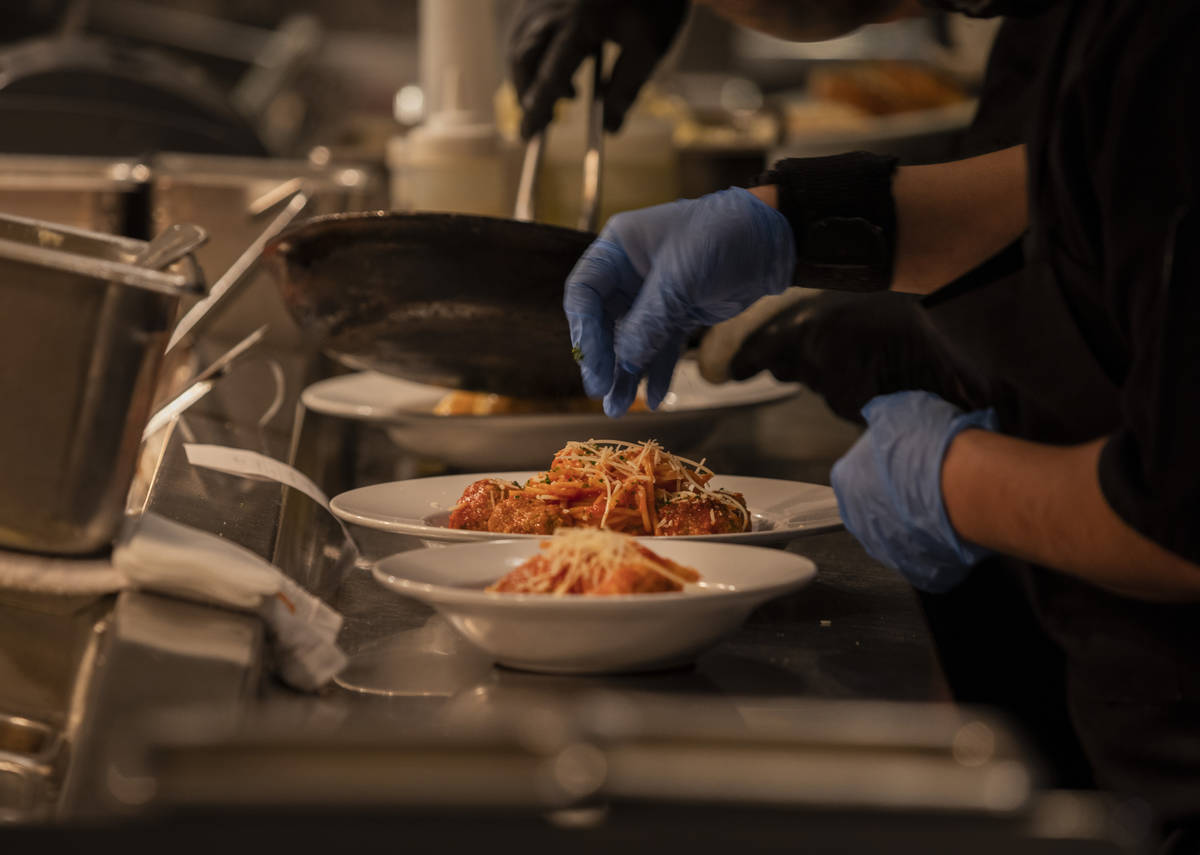 Dishes are prepared in Buddy V's Ristoranteճ kitchen at The Venetian the night before Gov. Ste ...