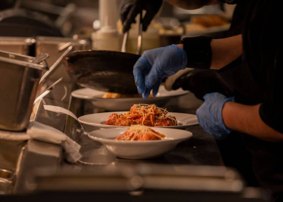 Dishes are prepared in Buddy V's Ristoranteճ kitchen at The Venetian the night before Gov. Ste ...