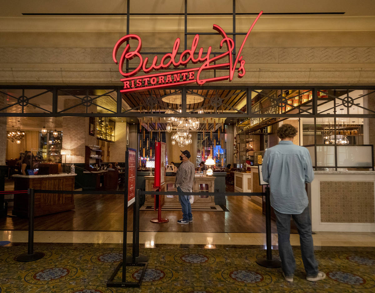 Buddy V's Ristorante is seen at The Venetian the night before Gov. Steve Sisolak's "statewide p ...