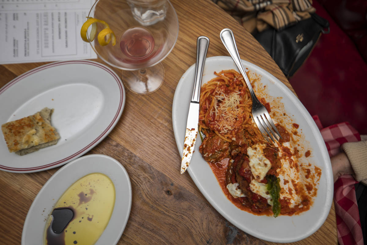 A guest finishes her meal at Buddy V's Ristorante at The Venetian the night before Gov. Steve S ...