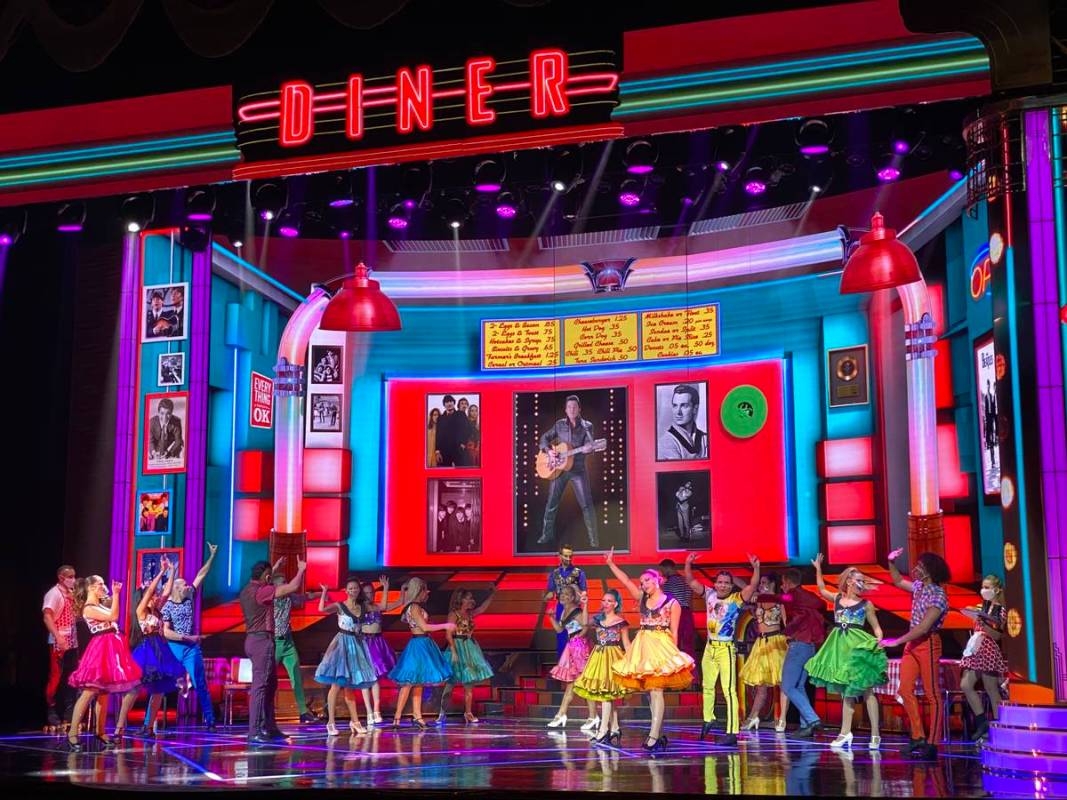 A scene from "Extravaganza -- The Las Vegas Spectacular" currently playing to 50 fans at Jubile ...